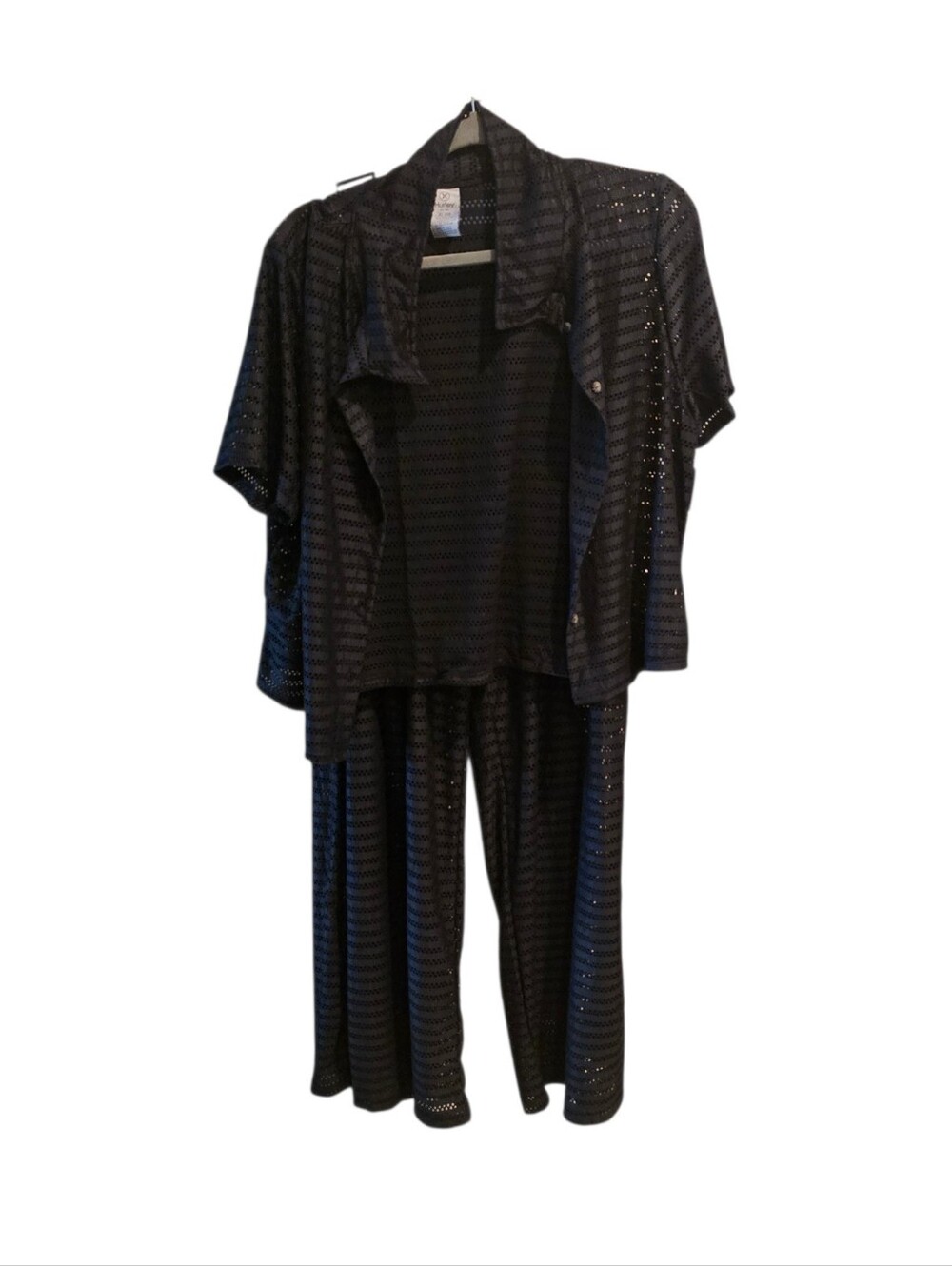 💙 HURLEY 2 Piece Black Swim Coverup Set Pants And Buttom Down Short Sleeve